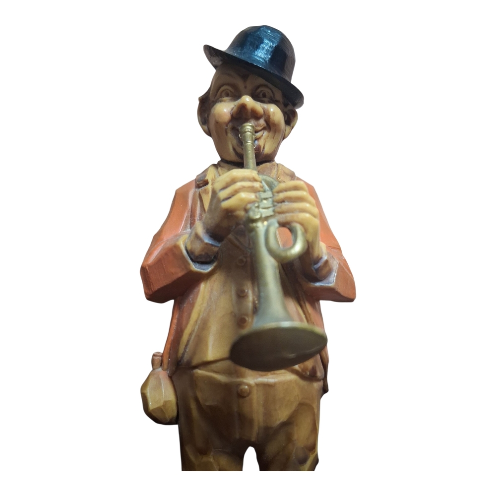 Whimsical Musician Sculpture in Tan and Black